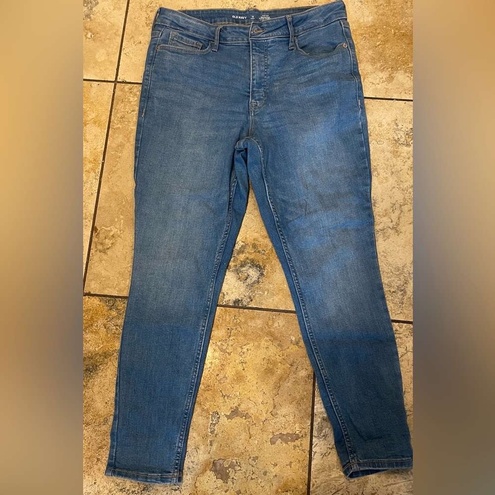 High-rise Rockstar Super Skinny Blue Jeans